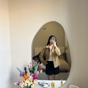 Faux leather shearling lined jacket